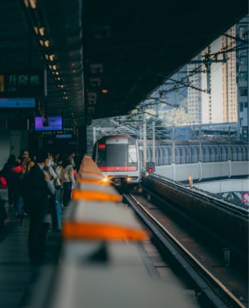 Hong Kong subway station outside with people waiting
